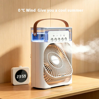 Portable Fan Air Conditioners USB Electric Fan Air Cooler LED Night Light Water Mist Fun 3 in 1 Air Humidifier for Home