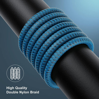 2Pack for Iphone Charger Cord 3FT, Lighting Cable 3 Feet to USB Charging Cable, Nylon Braided Charging Cord 3 Foot Compatible with Iphone 14 13 12 11 X XS XR Pad - Blue